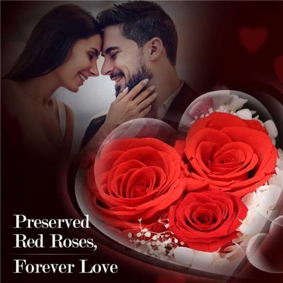 ADDWel Preserved Rose Gifts for Her, Forever Real Flowers with Sterling Silver - Picture 6 of 7